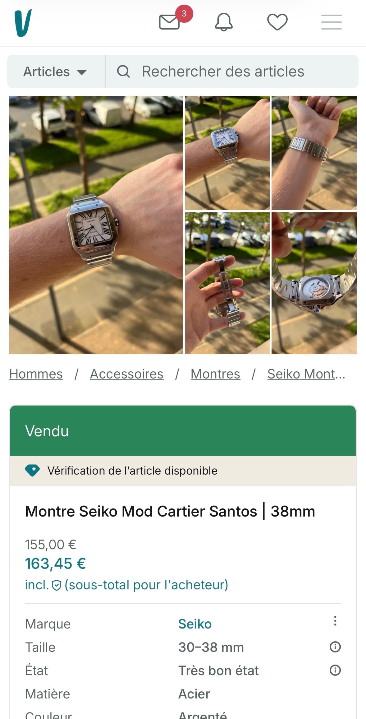 Santos Mod Cartier 38mm