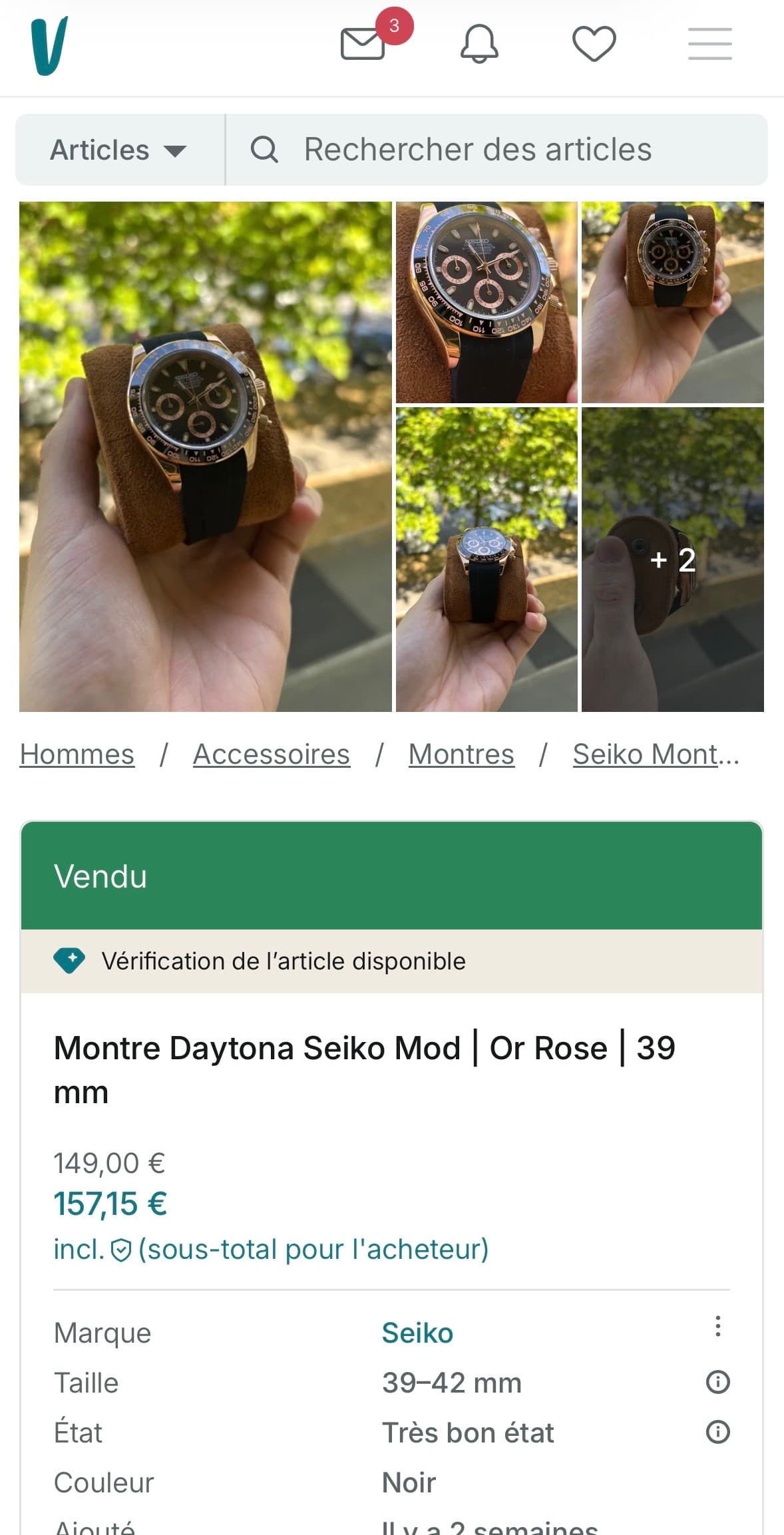 Daytona Mod Or Rose 39mm