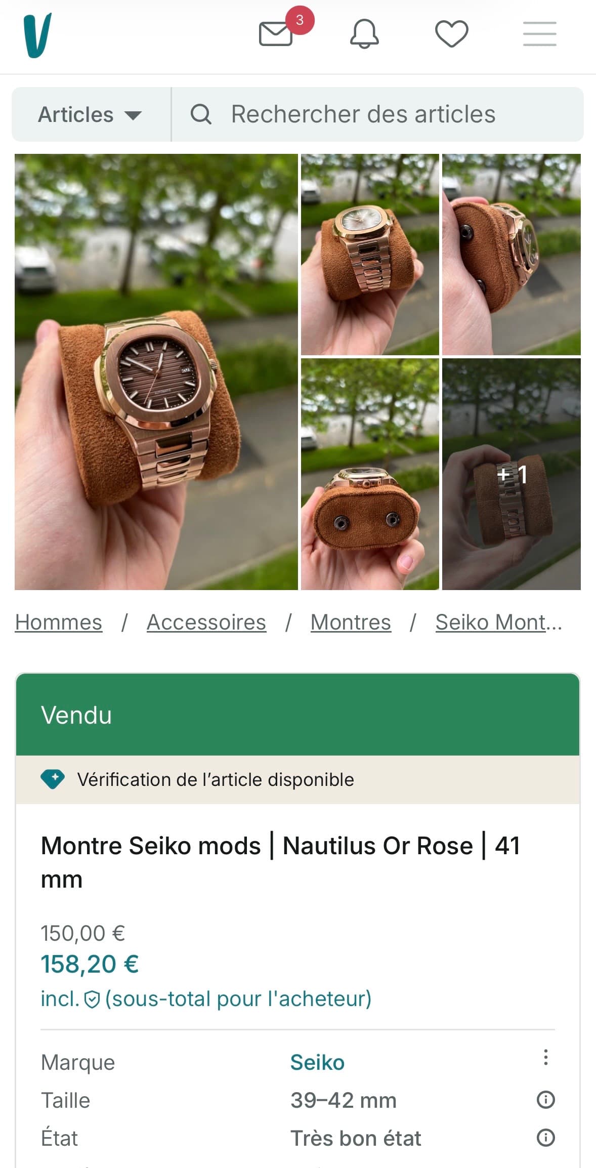 Nautilus Mod Or Rose 41mm